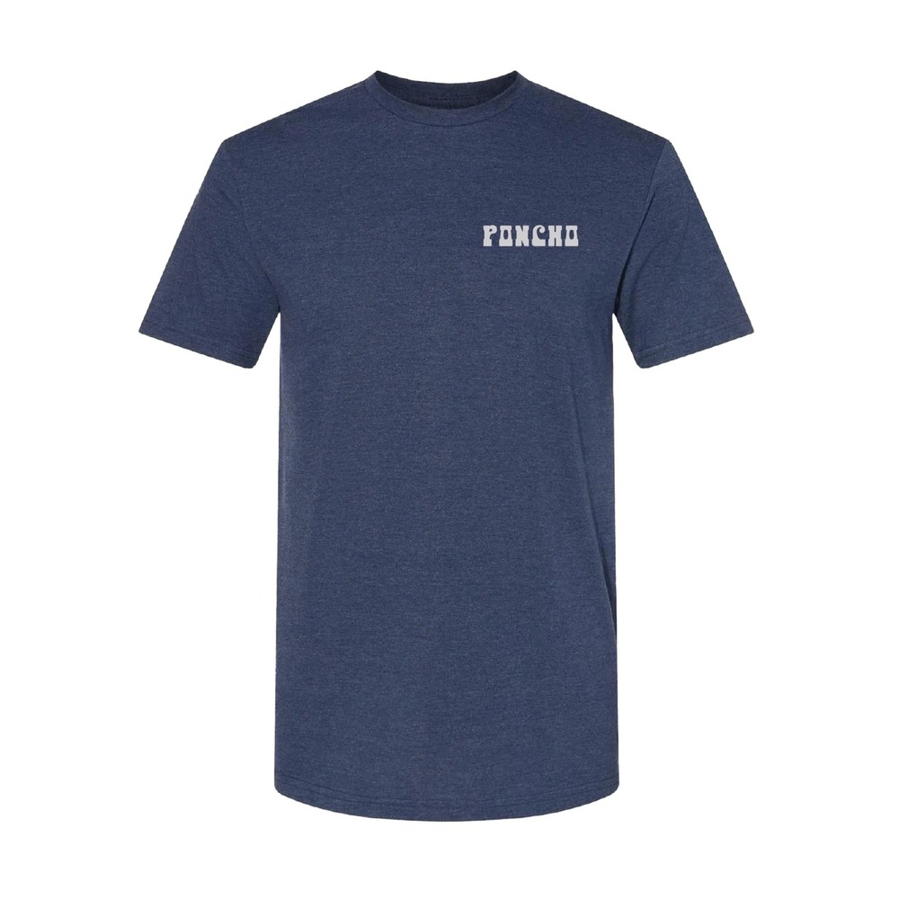 Poncho Outdoors Mens Graphic T-Shirt Heather Navy Blue Stacked Logo Size M